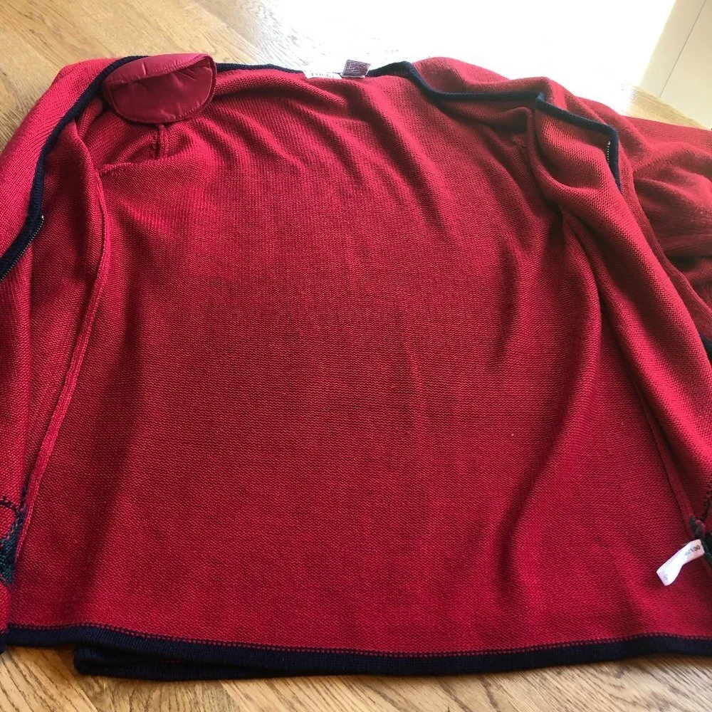 Vintage Lucia Red Argyle 2 Piece Set Top Full Zip Cardigan Medium